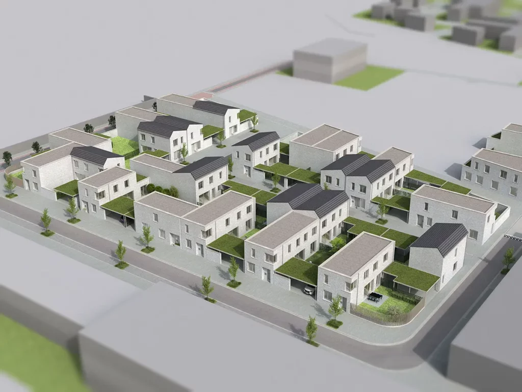 virtuele 3d maquette van een nieuwe woonwijk